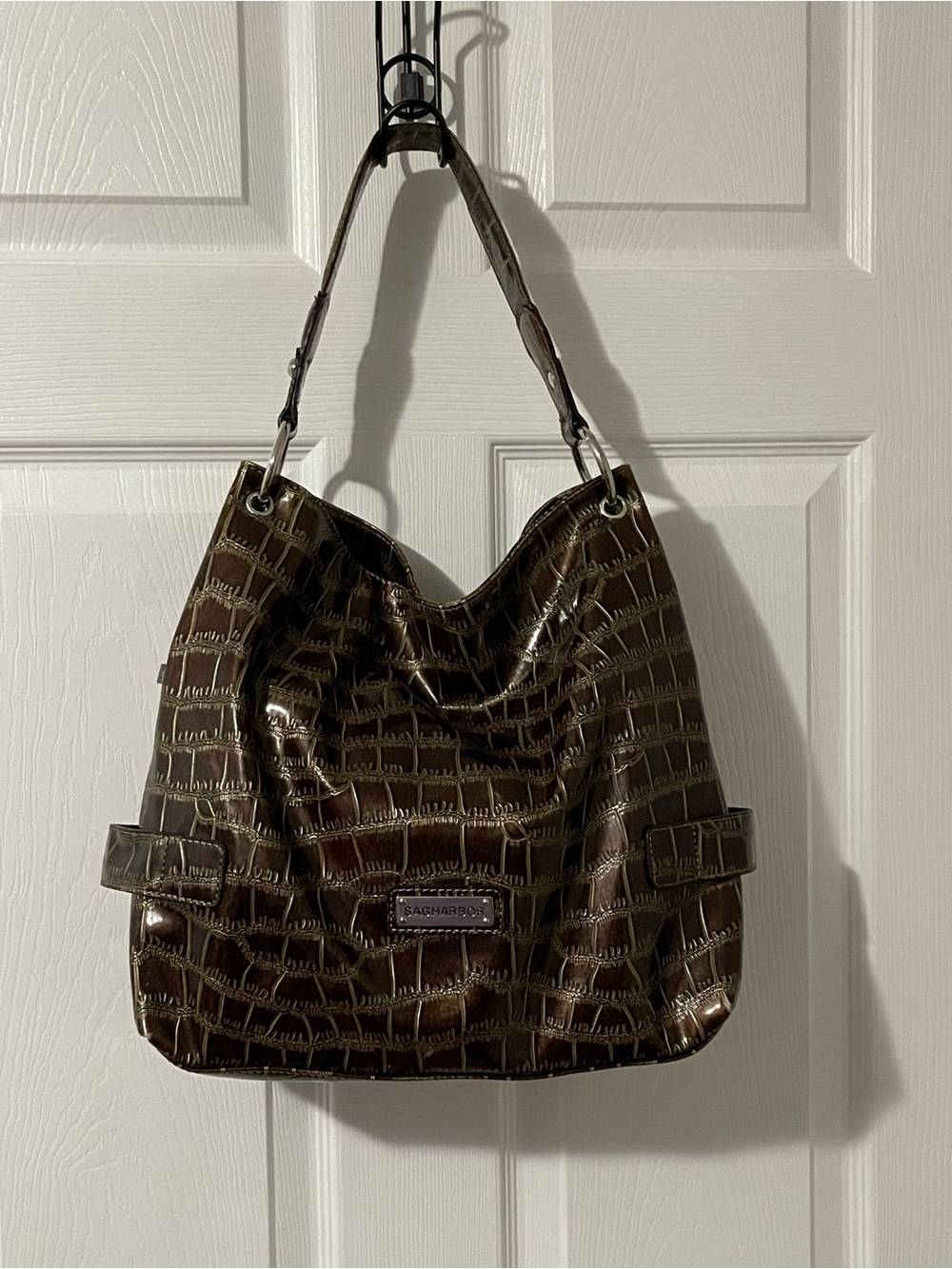Sag Harbor Shoulder Bag Faux Croc Embossed EUC - Picture 2 of 14
